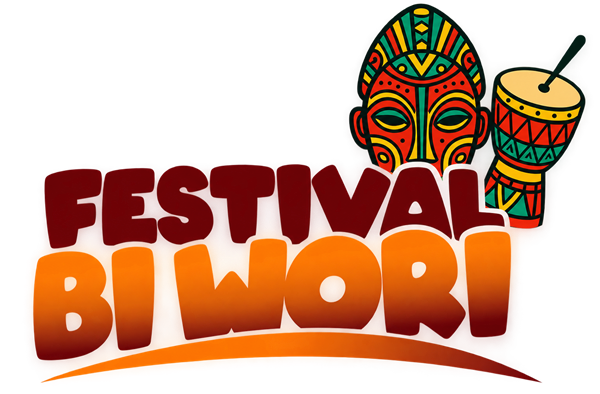 Logo du Festival BI-WÔRI : un masque et un tambour